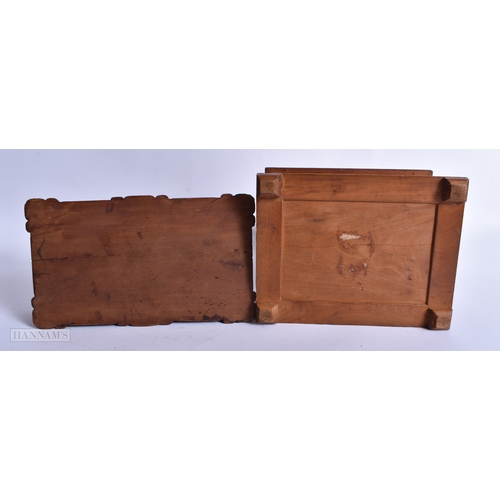 236 - TWO LARGE 19TH CENTURY CHINESE CARVED SANDALWOOD CASKETS Qing. Largest 19 cm wide. (2)