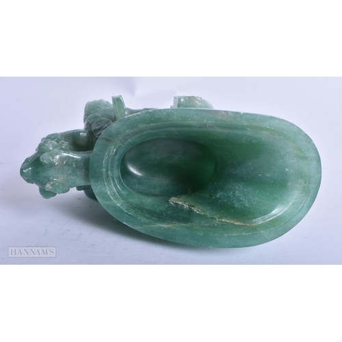 238 - A 19TH CENTURY CHINESE CARVED AVENTURINE STONE CENSER AND COVER Qing. 12 cm x 12 cm.