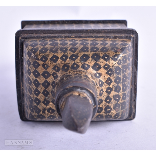 28 - A VERY RARE LATE 18TH/19TH CENTURY NORTH INDIAN IRON LOCK Koftgari, C1800, of rectangular tiered for... 