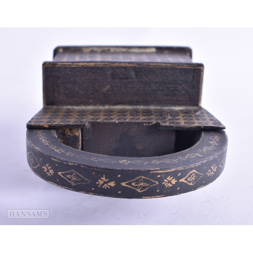 28 - A VERY RARE LATE 18TH/19TH CENTURY NORTH INDIAN IRON LOCK Koftgari, C1800, of rectangular tiered for... 