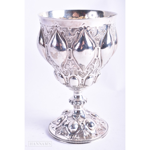 35 - A VICTORIAN SILVER GOTHIC GOBLET. London 1865. 135.6 grams. 12.5 cm x 8 cm.