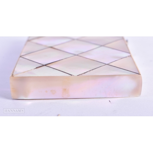 58 - A VICTORIAN MOTHER OF PEARL CARD CASE. 9 cm x 5.75 cm.