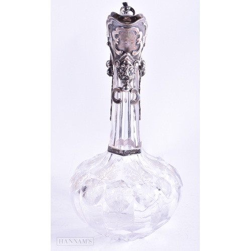 68 - AN EARLY VICTORIAN SILVER MOUNTED ENGRAVED GLASS CLARET JUG. London 1857. 1447 grams overall. 30 cm ... 