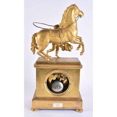 607 - A FINE AND LARGE EARLY 19TH CENTURY FRENCH EMPIRE ORMOLU CLOCK signed Shatillon Guyerdet A Paris, fo... 