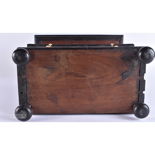 612 - AN UNUSUAL LATE 19TH CENTURY ANGLO INDIAN BONE INLAID MINIATURE CHEST together with a matching desk ... 