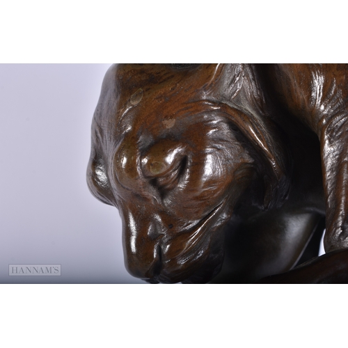 614 - Demetre Chiparus (1886-1947) Romania, Hunting bronze study of a male with beast. 52 cm high.