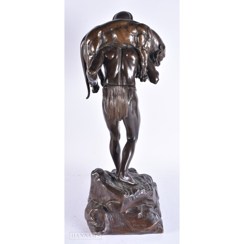 614 - Demetre Chiparus (1886-1947) Romania, Hunting bronze study of a male with beast. 52 cm high.