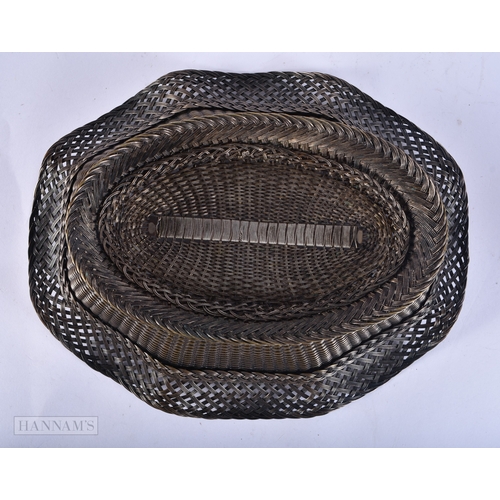 112 - AN UNUSUAL ANTIQUE WIRE WORK BASKET. 32 cm x 24 cm.