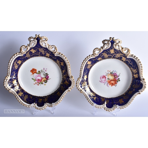 148 - A PAIR OF EARLY 19TH CENTURY ENGLISH PORCELAIN DISHES together with a similar twin handled cup and c... 