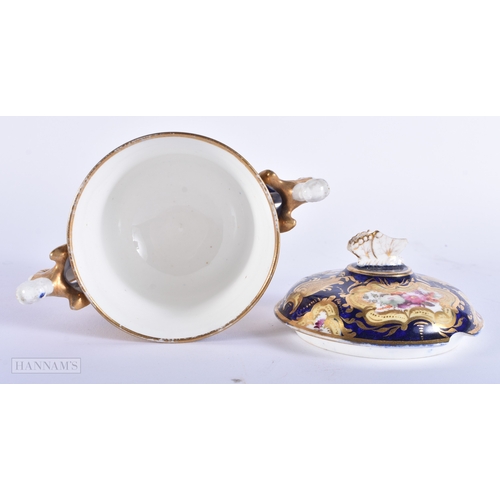 148 - A PAIR OF EARLY 19TH CENTURY ENGLISH PORCELAIN DISHES together with a similar twin handled cup and c... 