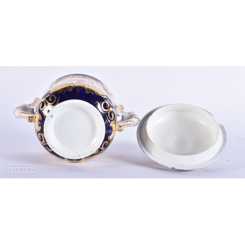 148 - A PAIR OF EARLY 19TH CENTURY ENGLISH PORCELAIN DISHES together with a similar twin handled cup and c... 