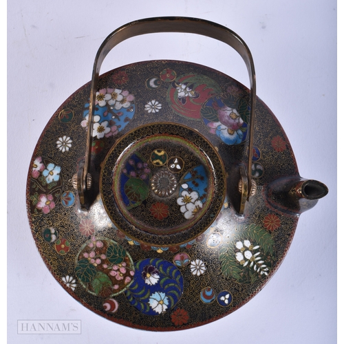 177 - A 19TH CENTURY JAPANESE MEIJI PERIOD CLOISONNE ENAMEL TEAPOT AND COVER together with a similar box a... 