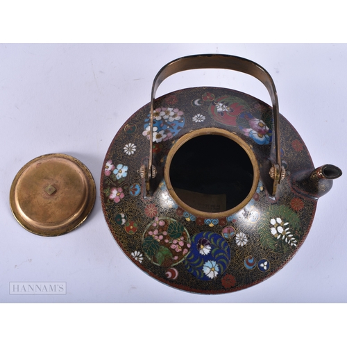 177 - A 19TH CENTURY JAPANESE MEIJI PERIOD CLOISONNE ENAMEL TEAPOT AND COVER together with a similar box a... 