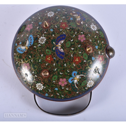 177 - A 19TH CENTURY JAPANESE MEIJI PERIOD CLOISONNE ENAMEL TEAPOT AND COVER together with a similar box a... 