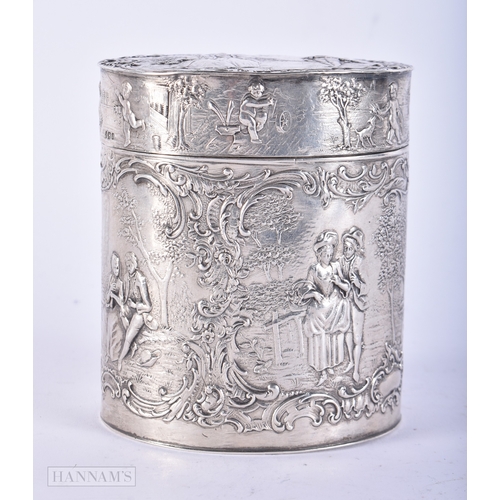 183 - AN ANTIQUE CONTINENTAL SILVER TEA CADDY with English import marks. 184 grams. 9.5 cm x 7.5 cm.