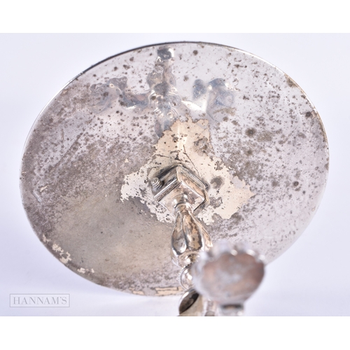 340 - AN UNUSUAL ANTIQUE SILVER PLATED TILT TOP TABLE. 15 cm x 9 cm tilted.