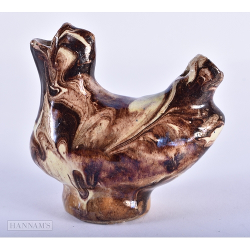 341 - AN ANTIQUE WHIELDON TYPE POTTERY BIRD WHISTLE. 8.25cm x 8 cm.