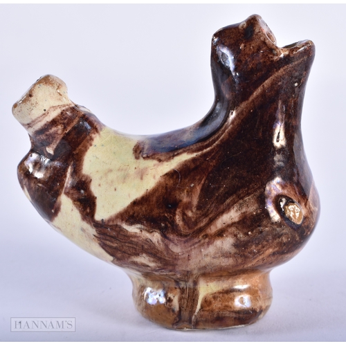 341 - AN ANTIQUE WHIELDON TYPE POTTERY BIRD WHISTLE. 8.25cm x 8 cm.