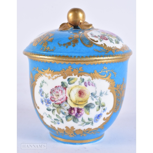 378 - A FINE 18TH/19TH CENTURY FRENCH SEVRES PORCELAIN SUGAR BOWL AND COVER or perhaps Vincennes, incised ... 