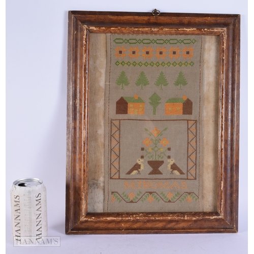 403 - A LARGE 18TH CENTURY FRAMED AND EMBROIDERED SAMPLER by Susanna Torr aged 13 years. 58 cm x 52 cm.