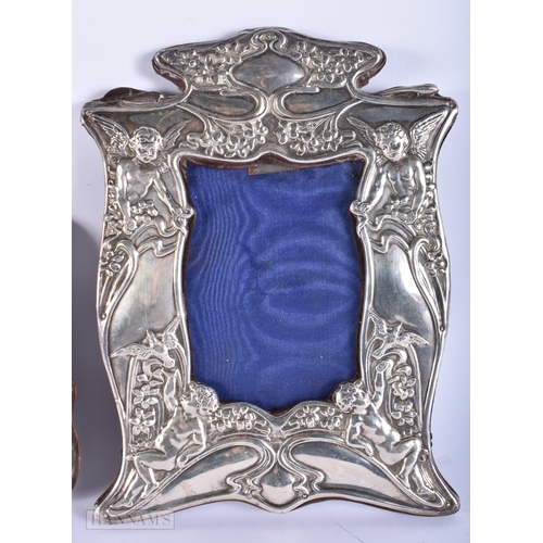 456 - TWO ART NOUVEAU SILVER PHOTOGRAPH FRAMES. Largest 24 cm x 16 cm. (2)