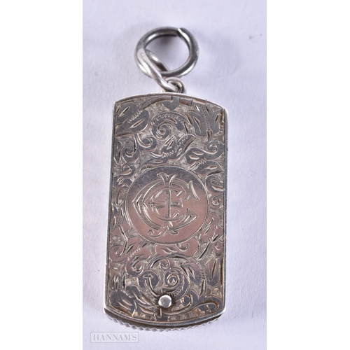 627 - A VICTORIAN COMBINATION SILVER VESTA CASE. London 1896. 21.2 grams. 4.25cm x 2 cm.