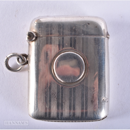 1300 - A Silver vesta case with vacant cartouche by Joseph Gloster hallmarked Birmingham 1912, 4.5cm x 3.5c... 