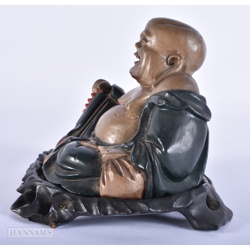 2007 - AN UNUSUAL LATE 19TH CENTURY CHINESE LACQUERED FIGURE OF A BUDDHA Late Qing. 14 cm x 12cm.