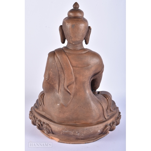 2022 - AN UNUSUAL 19TH CENTURY CHINESE TIBETAN TERRACOTTA YIXING BUDDHA Qing. 35 cm x 22 cm.