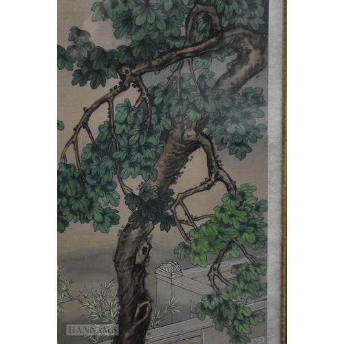 2030 - Chinese School (19th Century) Pair, Large watercolour landscapes, Beauties within landscapes. 126 cm... 