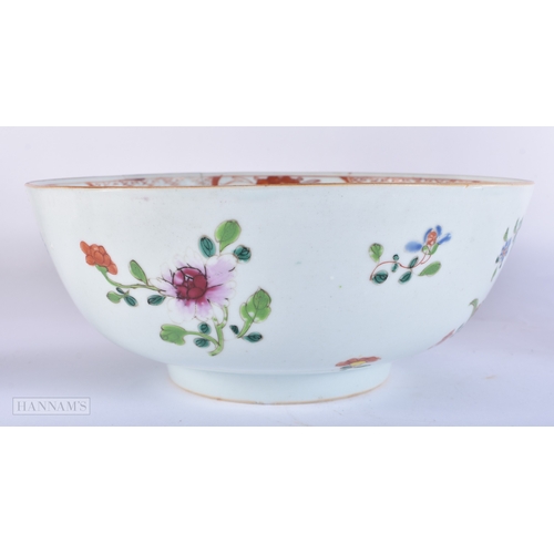 2031 - AN 18TH CENTURY CHINESE EXPORT FAMILLE ROSE PORCELAIN BOWL Qianlong, together with a Qianlong plate.... 