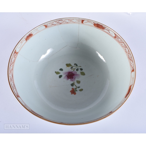 2031 - AN 18TH CENTURY CHINESE EXPORT FAMILLE ROSE PORCELAIN BOWL Qianlong, together with a Qianlong plate.... 