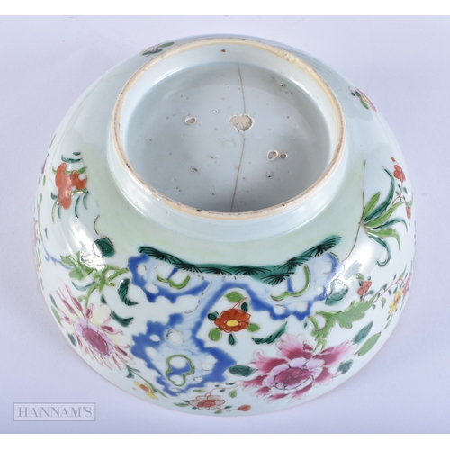 2031 - AN 18TH CENTURY CHINESE EXPORT FAMILLE ROSE PORCELAIN BOWL Qianlong, together with a Qianlong plate.... 