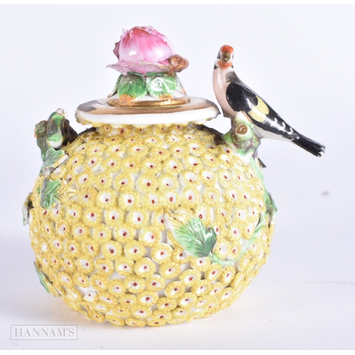 103 - AN 18TH/19TH CENTURY GERMAN MEISSEN STYLE POT POURRI AND COVER together with a smaller Schnee Ballen... 