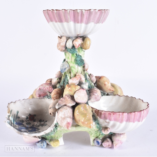 115 - A RARE 18TH CENTURY ENGLISH PORCELAIN SHELL SWEETMEAT DISH possibly Plymouth, modelled with numerous... 