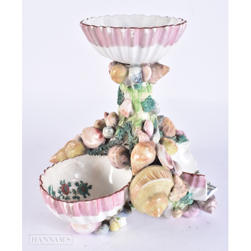 115 - A RARE 18TH CENTURY ENGLISH PORCELAIN SHELL SWEETMEAT DISH possibly Plymouth, modelled with numerous... 