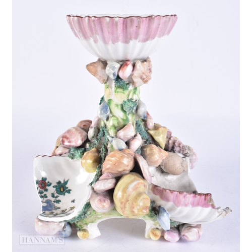 115 - A RARE 18TH CENTURY ENGLISH PORCELAIN SHELL SWEETMEAT DISH possibly Plymouth, modelled with numerous... 