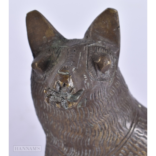 117 - A PAIR OF ANTIQUE AFRICAN BRONZE WOLVES. 15 cm wide.