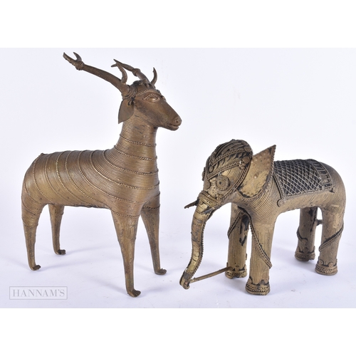 118 - TWO 19TH CENTURY INDIAN BRONZE ANIMALS. 16 cm wide. (2)