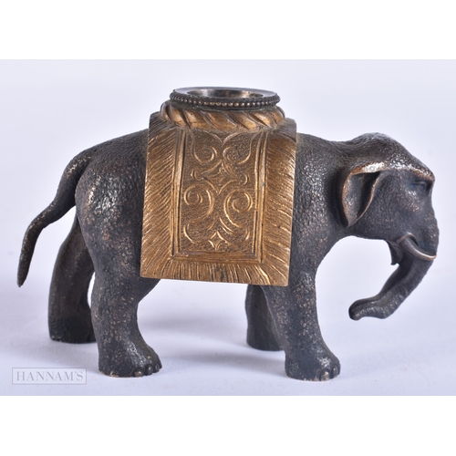 123 - A REGENCY BRONZE ELEPHANT INKWELL. 10.5 cm wide.