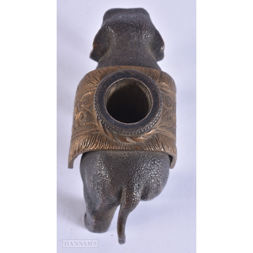 123 - A REGENCY BRONZE ELEPHANT INKWELL. 10.5 cm wide.