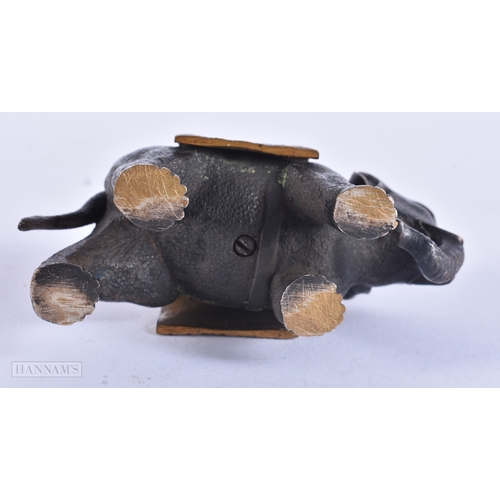 123 - A REGENCY BRONZE ELEPHANT INKWELL. 10.5 cm wide.