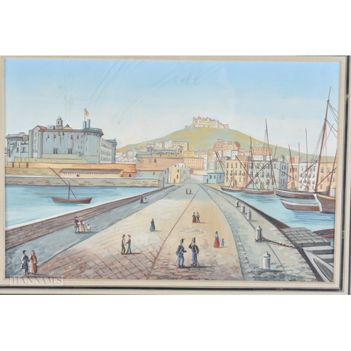 125 - Italian School (C1900) Gouache, Bay of Naples. 45cm x 38 cm.