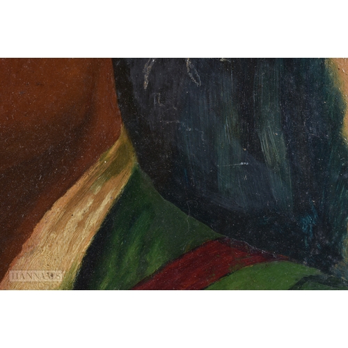 126 - Continental School (19th Century) Oil on board, Male wearing a green jacket. 33 cm x 26 cm.