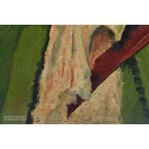 126 - Continental School (19th Century) Oil on board, Male wearing a green jacket. 33 cm x 26 cm.