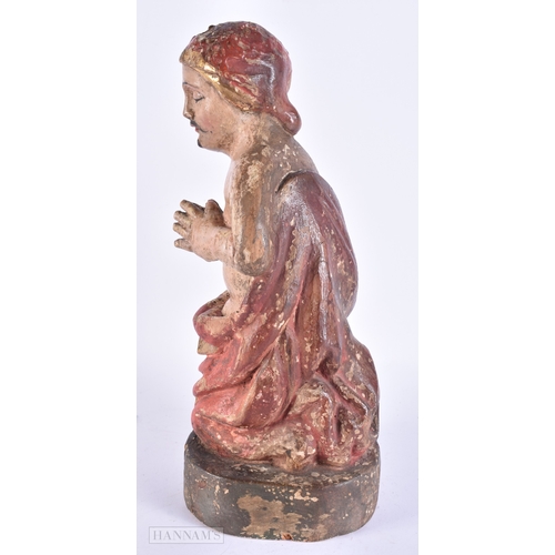 130 - AN UNUSUAL 17TH/18TH CENTURY EUROPEAN PAINTED WOOD FIGURE OF A MALE possibly representing an Eastern... 