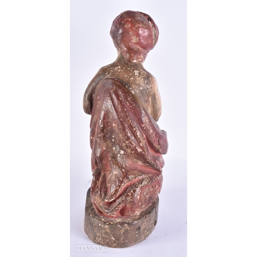 130 - AN UNUSUAL 17TH/18TH CENTURY EUROPEAN PAINTED WOOD FIGURE OF A MALE possibly representing an Eastern... 