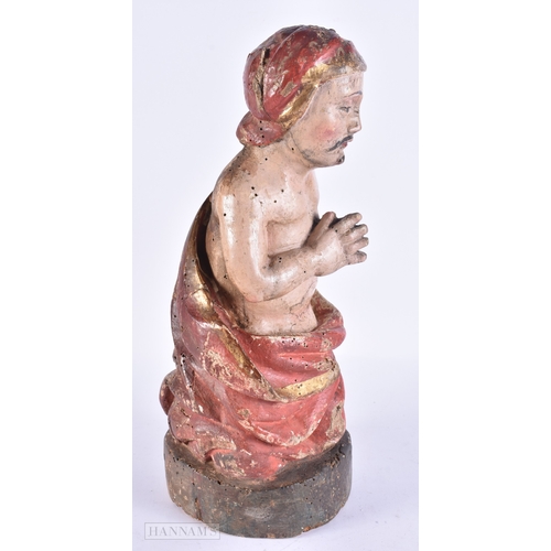 130 - AN UNUSUAL 17TH/18TH CENTURY EUROPEAN PAINTED WOOD FIGURE OF A MALE possibly representing an Eastern... 