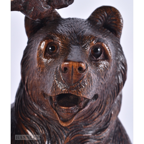 132 - A RARE 19TH CENTURY BAVARIAN BLACK FOREST CARVED WOOD BAROMETER formed as a standing bear. 42 cm x 1... 
