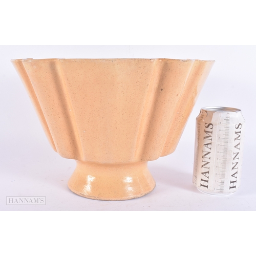144 - A VERY LARGE ANTIQUE HOGANAS POTTERY JELLY MOULD. 27 cm x 18 cm.